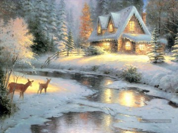 Deer Creek Cottage TK Christmas Peinture à l'huile